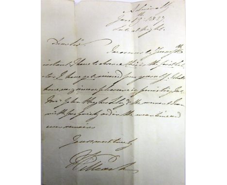 AUTOGRAPHS - A COLLECTION Assorted signed items, including a manuscript letter from The Duke of Clarence & St. Andrews, Lord 