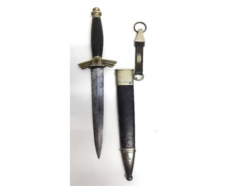 A RARE SECOND WORLD WAR GERMAN MODEL 1937 N.S.F.K. SERVICE DAGGER (FLYER'S KNIFE)  by SMF, Solingen, the blade bearing etched