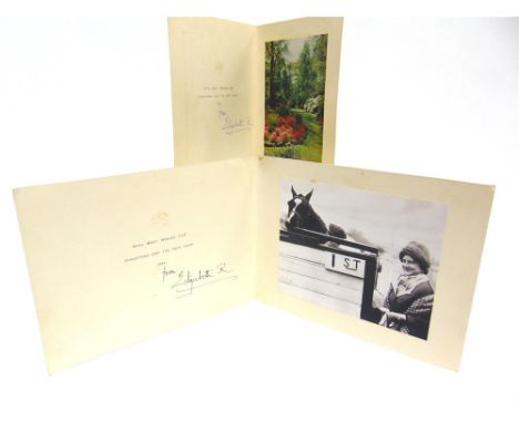 QUEEN ELIZABETH THE QUEEN MOTHER (1900-2002) A 1961 Christmas card, with a mounted colour view within of 'The Garden at Royal