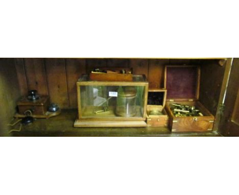 A Port barograph, modern sextet, compass, monocular microscope and plane