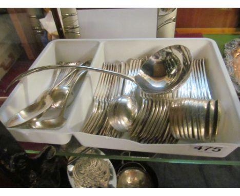 Some Moseleys silver-plate Old English pattern cutlery including ladle
