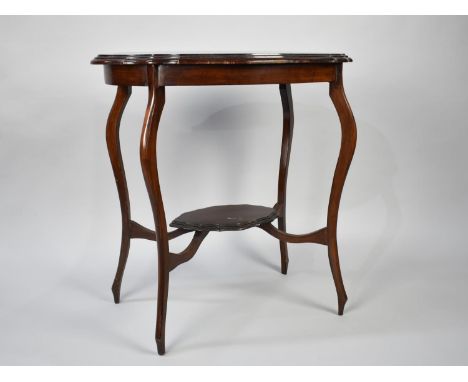 An Edwardian Mahogany Oval Topped Occasional Table on Extended Cabriole Supports with Small Oval Stretcher Shelf, 73cms Wide 