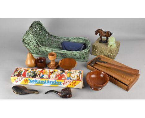 A Collection of Various Items to Comprise Vintage Dolls Cot, Notenstaender Music Stand, Chinese Items, Vintage Bull Pipe etc 