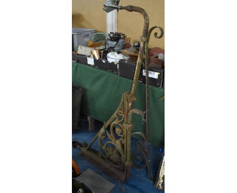 Two Late Victorian Cast Iron Wall Mounting Light Fitting Brackets, the One of Cast Ornate Design 