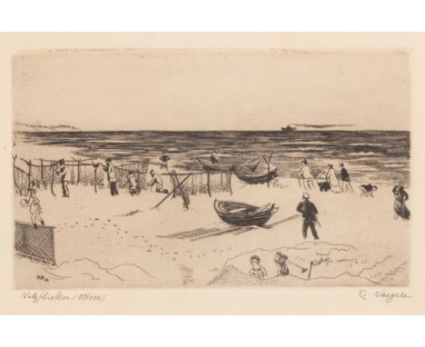 Nägele, Reinhold1884 - 197212 x 19,5 cmNetzflicker (Ostsee). Radierung, bez. und sign. Reinhardt 1932.8.