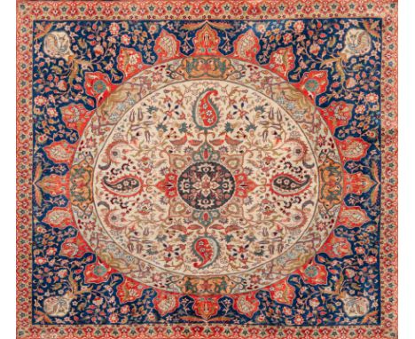 Gerahmtes Pochti, feine Knüpfung mit floraler Ornamentik und “Boteh”-motivenGhom (?), wohl Zentralpersien66,5 x 74 cm, R.