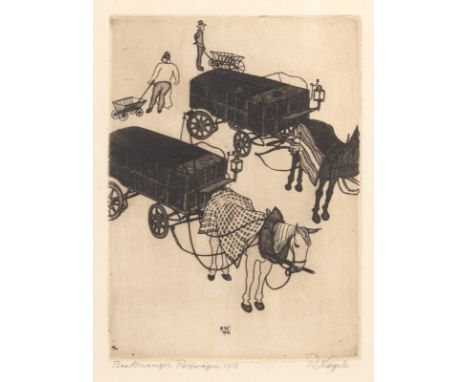 Nägele, Reinhold1884 - 197217,5 x 12,5 cmBacknanger Postwagen. Radierung, bez. und signiert. Reinhardt 1913.22.