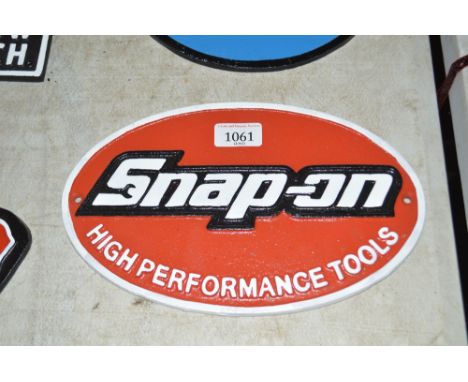 A "Snap On Tools" cast iron sign (190)