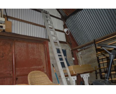 An aluminium extending ladder