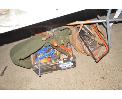 A box and a bag of various tools 