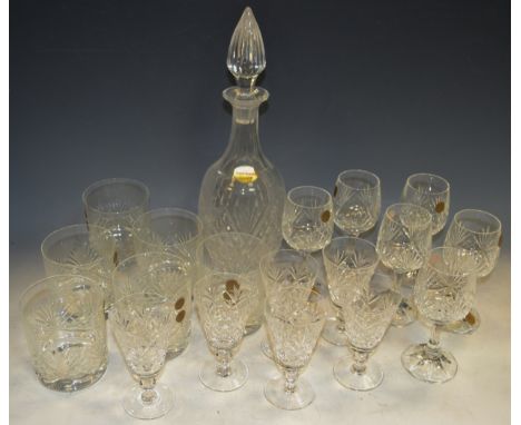 Glassware - a Royal Brierley lead crystal decanter, boxed; a set of six Cristallerie Zweisel lead crystal whiskey tumblers, b