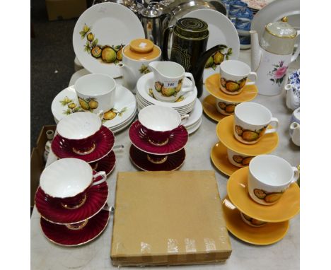 Ceramics and Silver Plated Ware - a Meakin part service; an Aynsley part tea service; a pair of silver teaspoons; silver plat