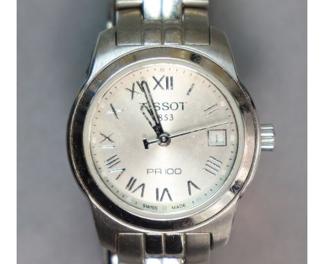 A Tissot PR100 stainless steel ladies’ bracelet watch.