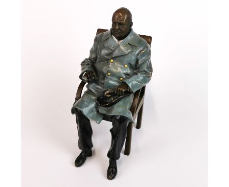 A cold painted bronze figure of Sir Winston Churchill, H. 17cm.