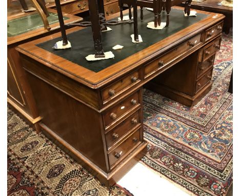 A Victorian mahogany double pedestal desk CONDITION REPORTS Numerous light surface scratches and scuffs to the wood and also 