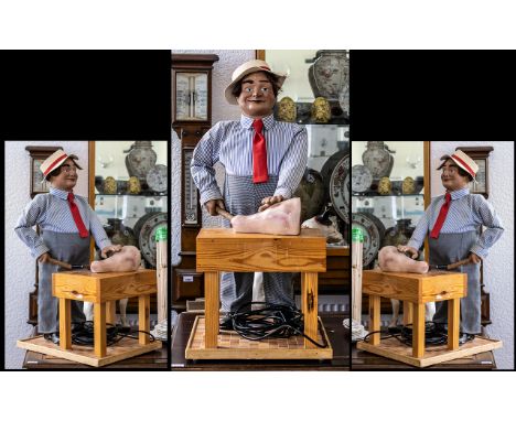 Advertising Automaton Interest Shop Display Mechanical Figure Mid 20th Century animated display model in the form of a butche