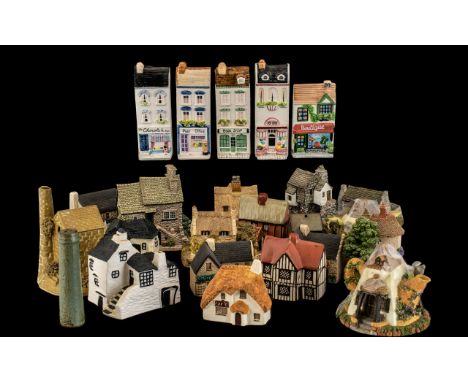 Collection of Miniature Cottages, including some Liliput Lane, 'Tea Caddy Cottage', 'Clare Cottage', 'Kendal Tea House', aldo