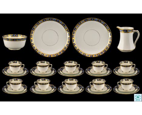 Royal Albert - Early Bone China ( 38 ) Piece Tea Service. Pattern No 4219. Comprises 10 Trios ( 30 ) Pieces, 2 Side Plates, 2