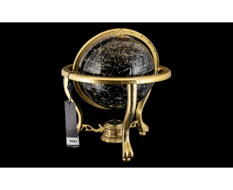 Night Sky Gem Globe on a brass gimbel, height 14". With original tags.