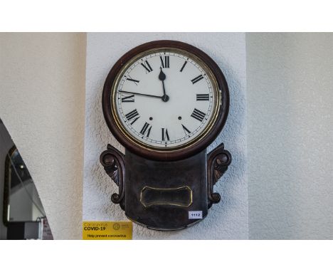 Antique Key Wind Mechanical Drop Down Wall Clock 22 inches. 