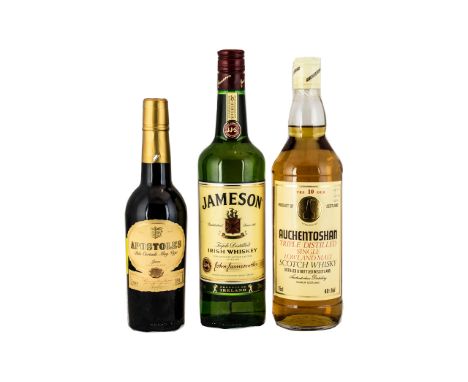 Two Excellent Whiskies (2) &amp; A Vintage Wine, comprising:  1.  Auchentoshan 10 Year Old Triple Distilled Vintage Single Lo