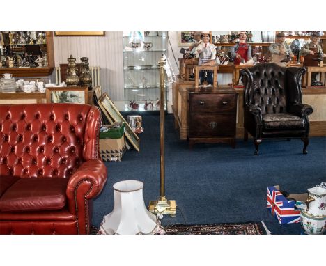 A Brass Corinthian Column Standard Lamp, Square Steeped Base, Raised on 4 Paw Feet, Together with a Brass Corinthian Column T