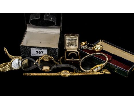 Collection of Vintage Ladies Watches, including five cocktail watches, two with expanding bracelets, by Oris, Seconda, Accuri