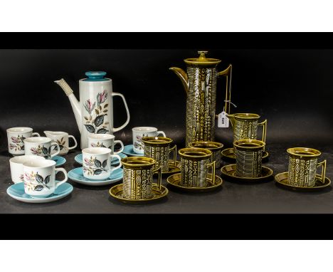 Portmeirion Pottery 'Cypher' Bauhaus Pattern Coffee Set by Susan William Ellis, comprising:  12" Coffee pot with lid; milk ju