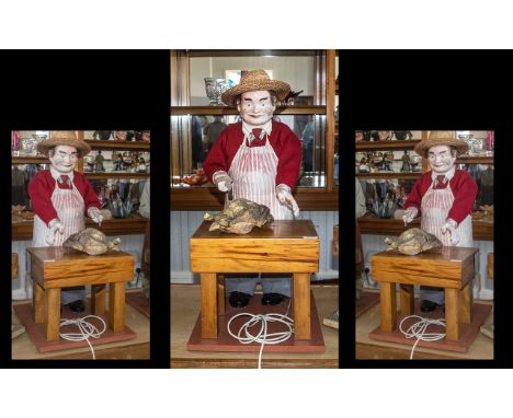Advertising Automaton Interest Shop Display Mechanical Figure Mid 20th Century animated display model in the form of a butche