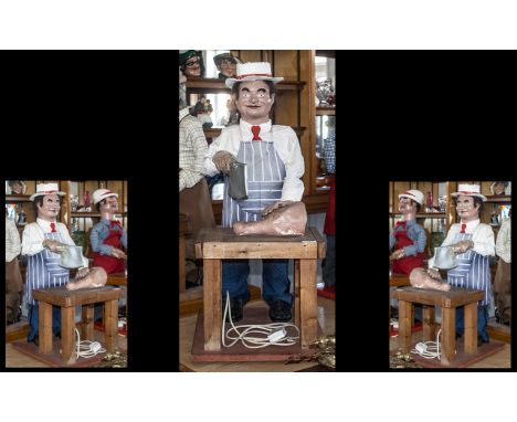 Advertising Automaton Interest Shop Display Mechanical Figure Mid 20th Century animated display model in the form of a butche