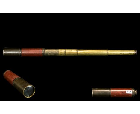 5 Draw Antique Telescope, Engraved Makers Name to the Casing - Dollond London. Overall Extended Length 34 Inches. 