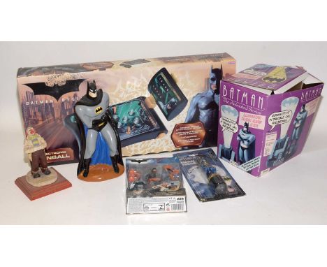 A selection of Batman figures and games, including: Batman Begins Electronic Pinball game, in box; The Dark Knight Batman fig