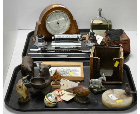 An early 20th C holosteric barometer by T.B. Winter &amp; Son, Newcastle-on-Tyne, 16cms high; together with an Art Deco style
