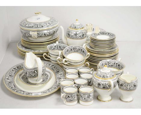 A Wedgwood 'Florentine' pattern part coffee and dinner service, including two lidded tureens, coffee pot, twin-handled lidded