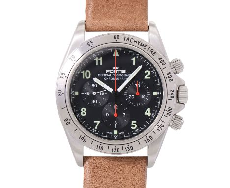 FORTIS Cosmonauts Chronograph Ref. 604.10.145 Herren Armbanduhr. Edelstahl. Lünette mit Tachymeterskala und verschraubten Chr