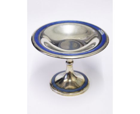 A hallmarked silver and enamel tazza. H10cm. Wt. 5oz