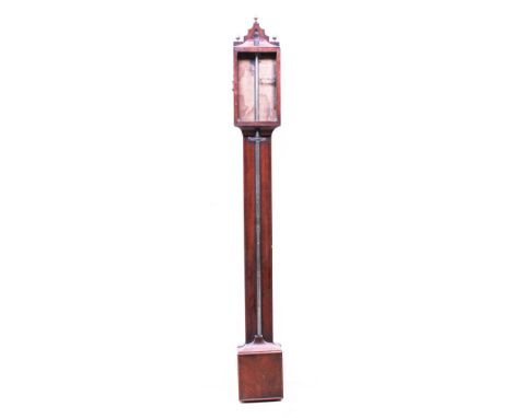 A Georgian mahogany stick barometer by T Houghton Warrington. L98cm