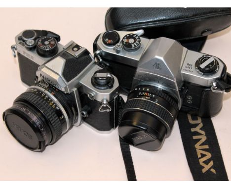 A Nikon and a Pentax camera. Condition - quite dirty and dusty.