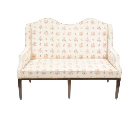Late Georgian mahogany sofa, re-upholstered with floral sprigs, square tapering legs, length 140cm.Condition report:The frame