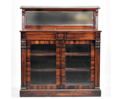 A Victorian rosewood chiffonier, with a mirrored gallery back114w x 40d x 128h cmOverall condition is usable. Frieze drawers 