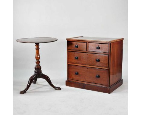 A Victorian chest of drawers, 71cm wide, together with a 19th century tripod table (2)71w x 53d x 73h cm