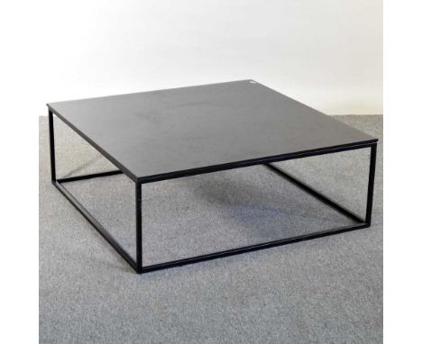 A Natuzzi Italian contemporary metal and glass coffee table, of square shape90w x 90d x 33h cm