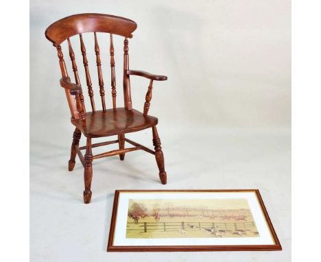 A Windsor style armchair, together with Cecil Aldin, The Whaddon Chase, limited edition print, numbered 277/500, 42 x 71cm (2