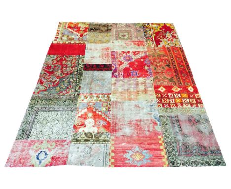 PATCHWORK RUG, 277cm x 214cm, vintage tiled carpet designs.