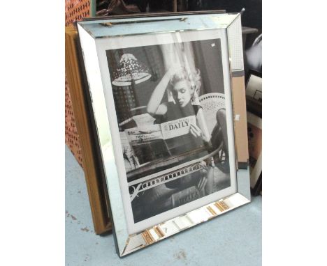 PICTURE, of Marilyn Monroe, in a mirrored frame, 90cm x 70cm.