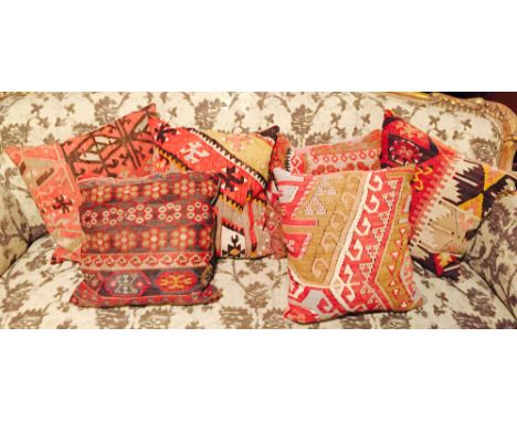 VINTAGE KILIM CUSHIONS, a set of six, in various designs. (6)
