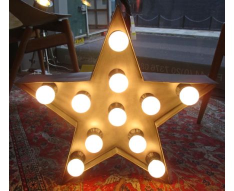 STAR, light up wall art, eleven light bulbs held in a steel frame, 50cm W x 48cm H.
