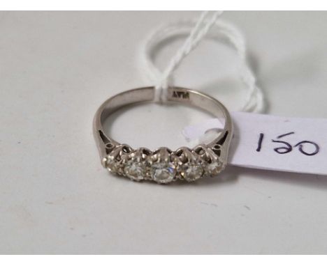 A five stone old cut diamond ring set in platinum, size M, 3.2 g