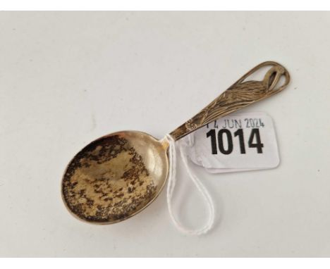Unusual caddy spoon, the handle decorated with a stork, Birmingham 1934 by WHC