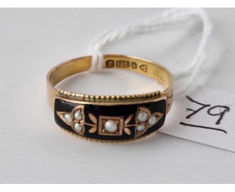 A Georgian floral enamel & pearl mourning ring in exceptional conditionChester hallmarks size R 2.2g